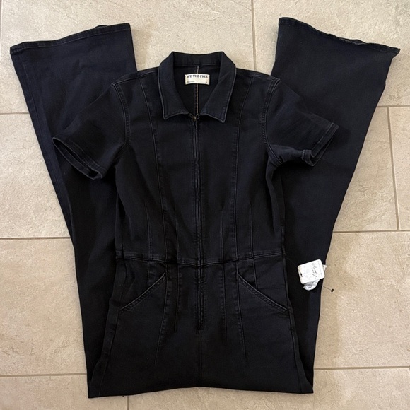 Free People Pants - Free People Charcoal/Black Denim Romper